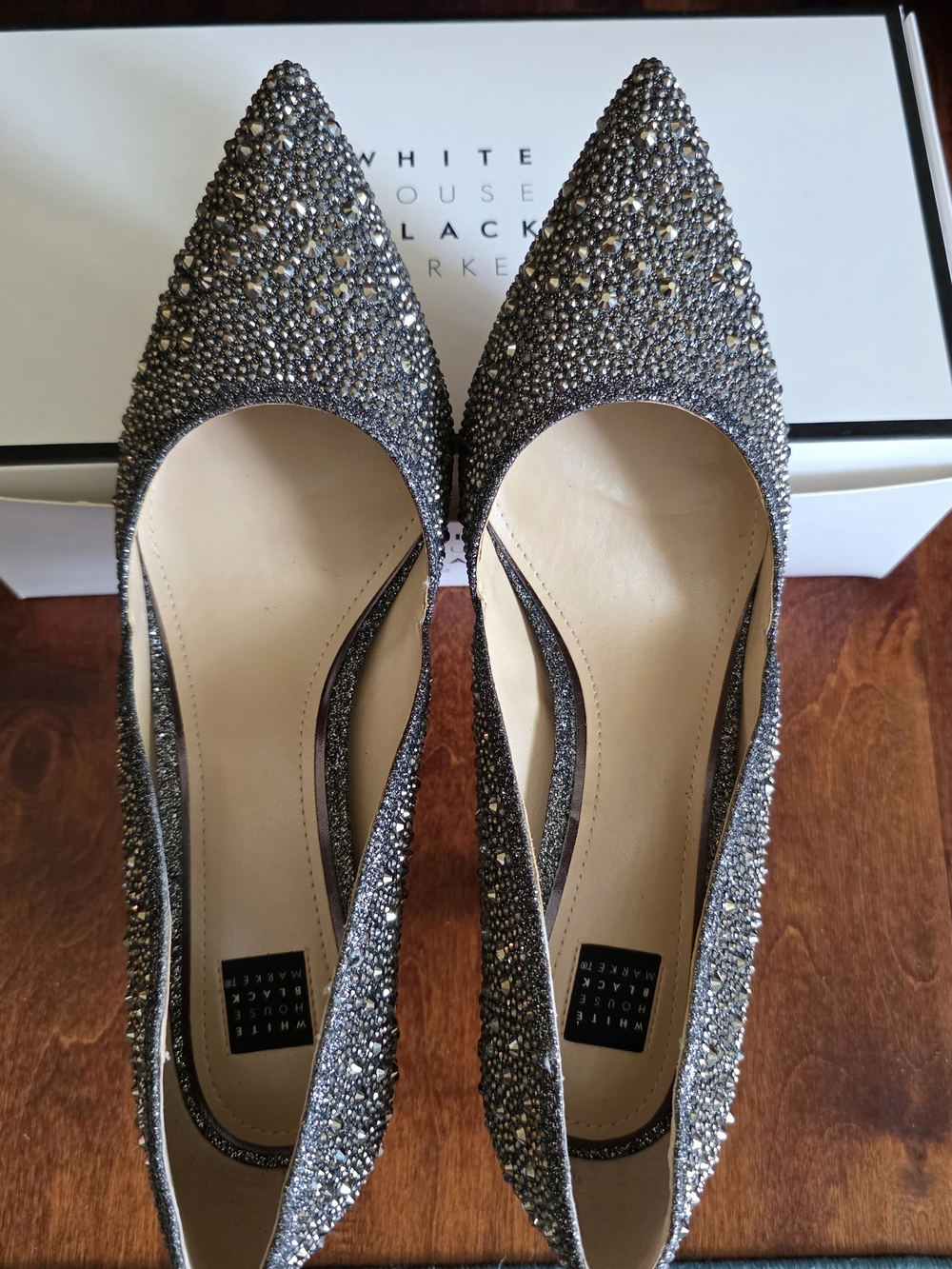 White House Black Market Women's Embellished Evening Pumps - Gunmetal - Picture 4 of 7